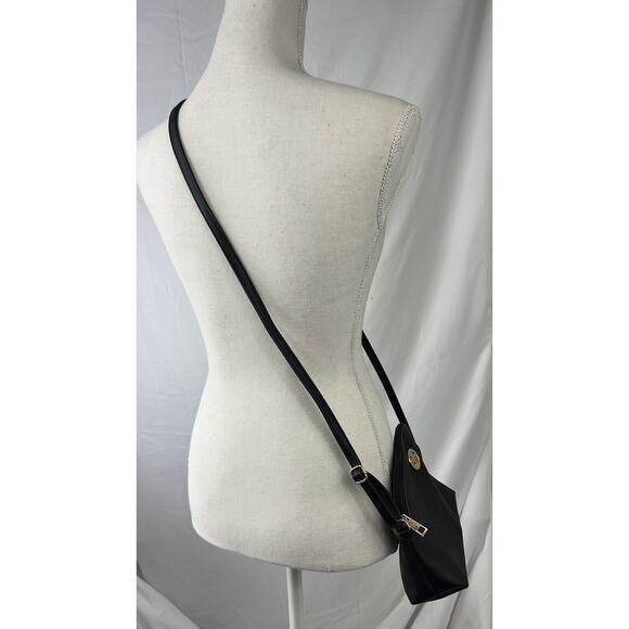 Womens Crossbody Purse Small Black with Gold Logo - Picture 2 of 4
